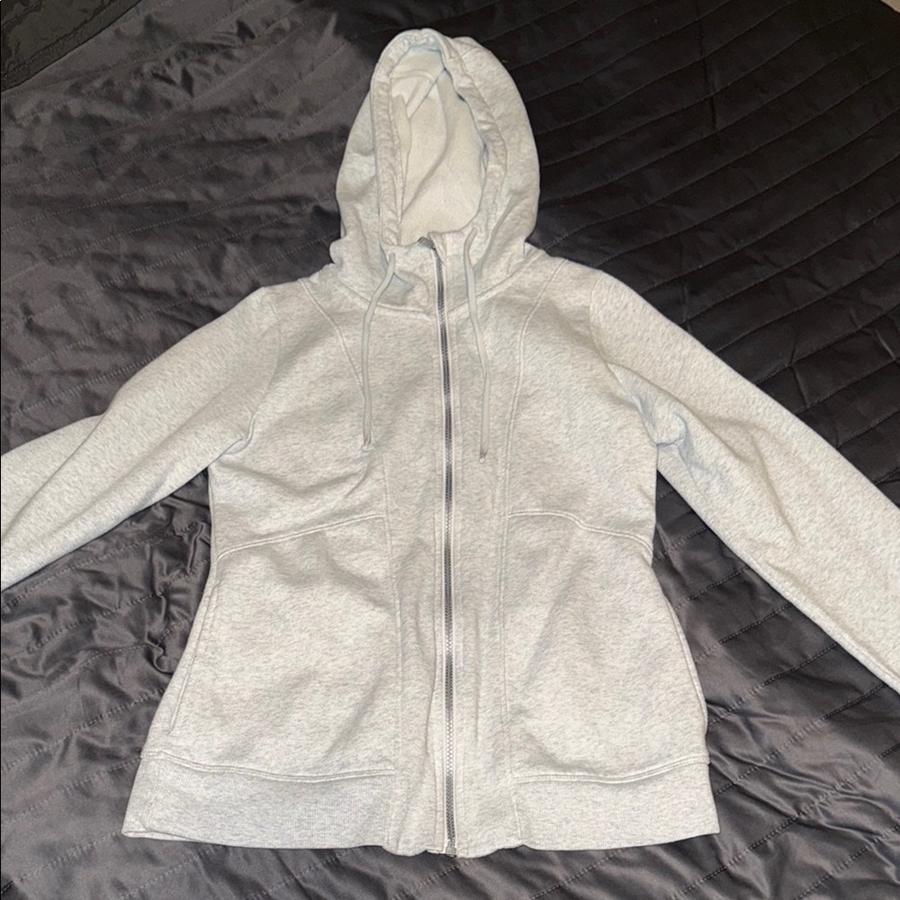 WOMENS GREY ATHLETIC ZIP UP HOODIE